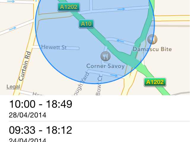 Apple iPhone Frequent locations